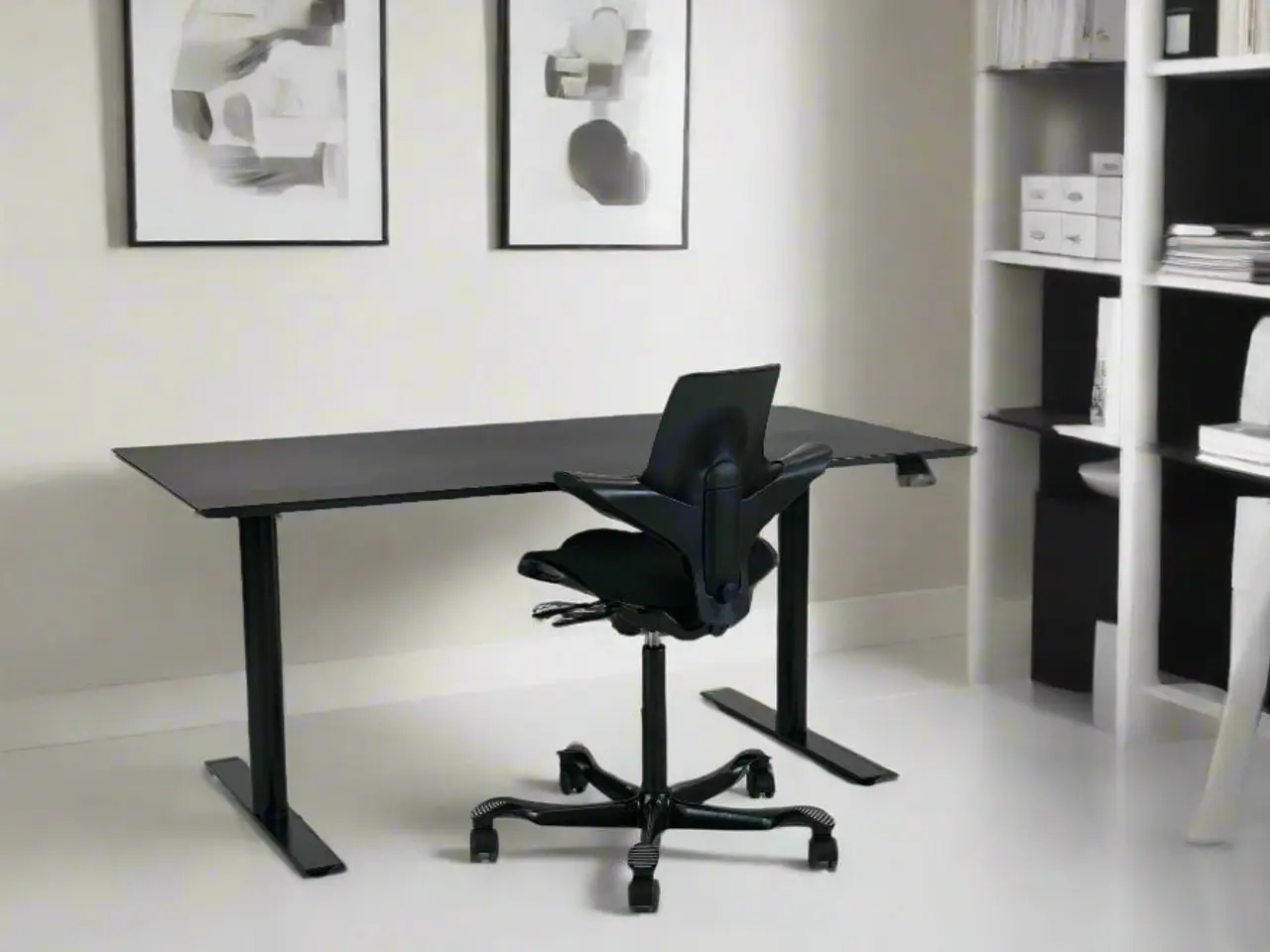 Billede 2 - Hæve/sænkebord – Sort 160x80 cm