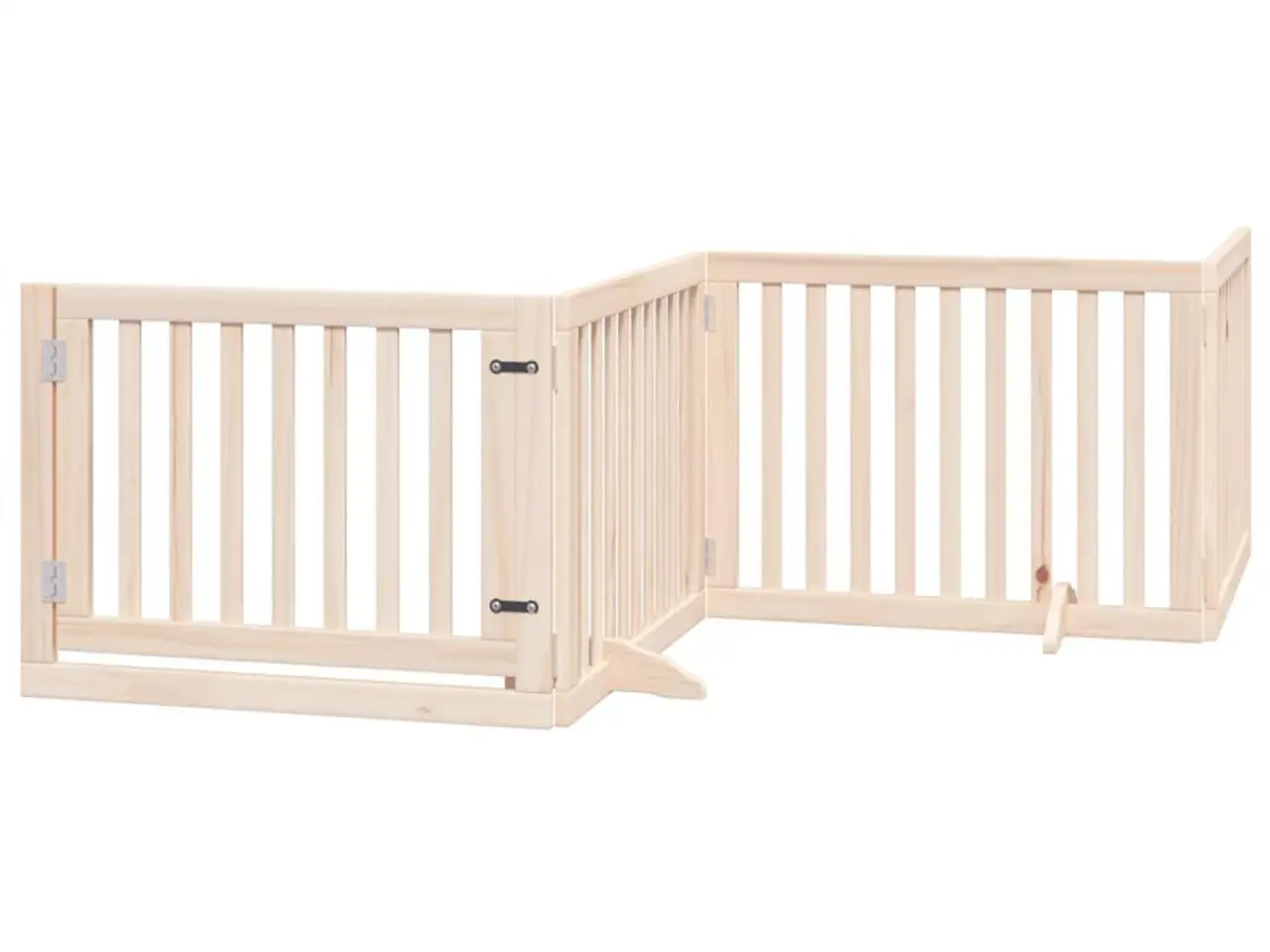 Billede 2 - Foldbart hundegitter med dør, 4 paneler - 320 cm i poppeltræ