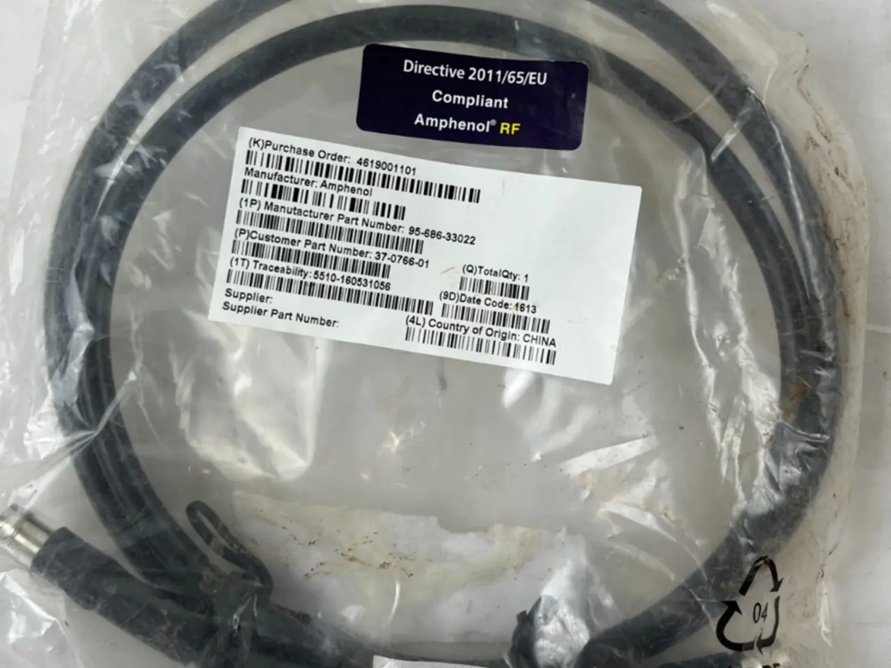 Billede 1 - Amphenol RF 95-686-33022 Coaxial kabel Assembly