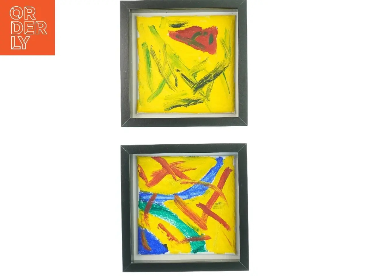 Billede 1 - Abstrakte malerier i sorte rammer fra IKEA (str. 25x25 cm)