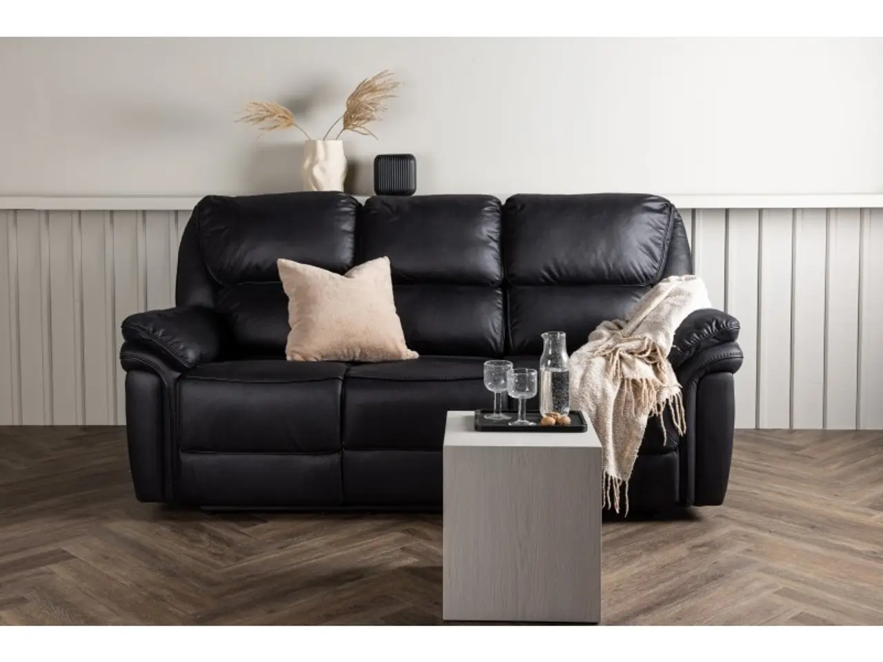 Billede 12 - Christopher 3 pers Recliner Sofa  - Sort Ruskindsblød mikrofiber