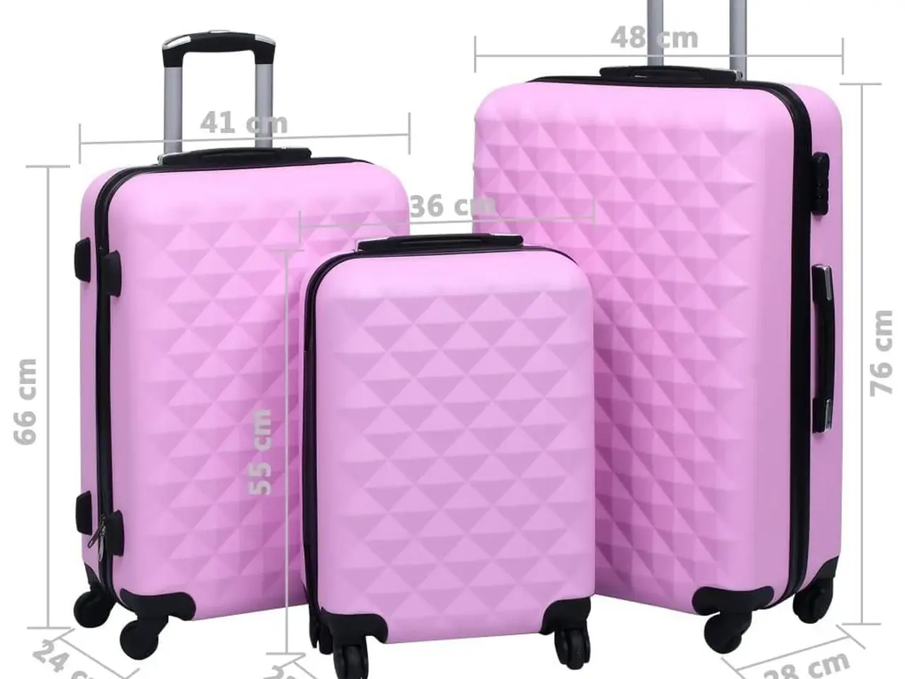 Billede 8 - Kuffertsæt 3 stk. hardcase ABS pink