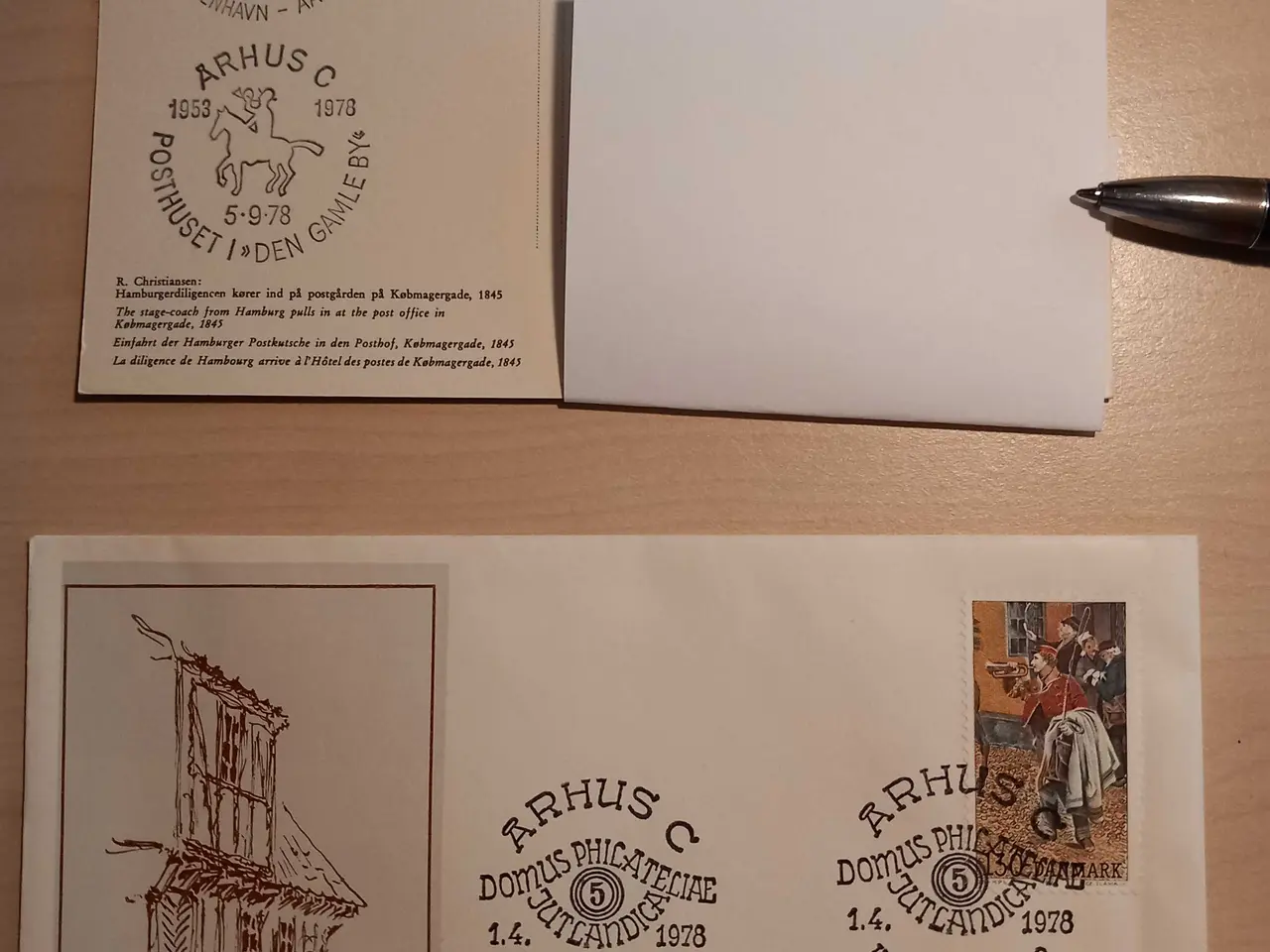 Billede 1 - Kuvert og postkort fra Århus Den gamle by.1978