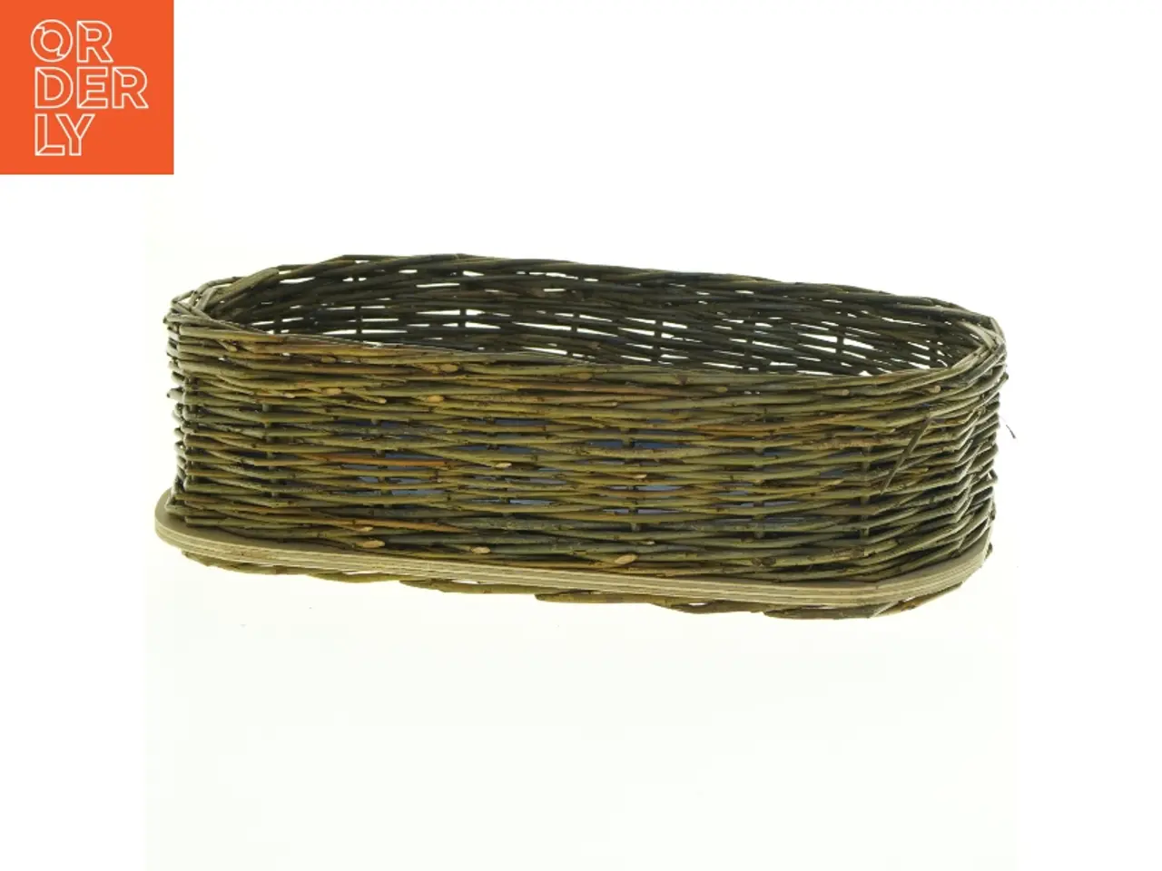 Billede 3 - Flettet kurv med stofindlæg (str. 30 x 17 cm)