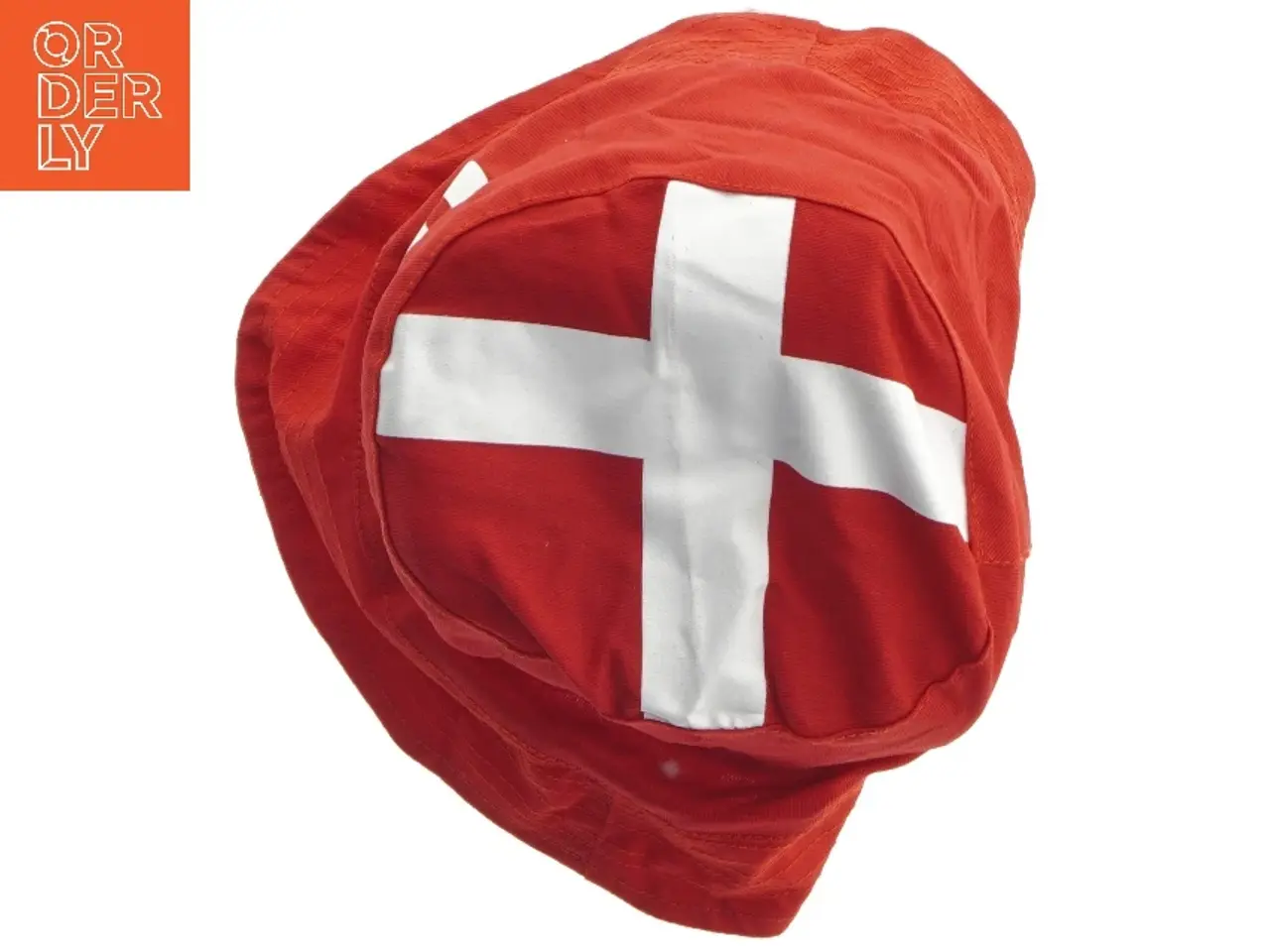 Billede 3 - Rød bøllehat med dansk flag og logo (str. Ø. 22 cm)
