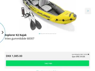 Oppustelig kajak til 2 personer