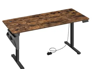 Elektrisk hæve-sænkebord 160,1 × 70,1 cm - 4 memory-højder, hjemmekontor, rustik brun