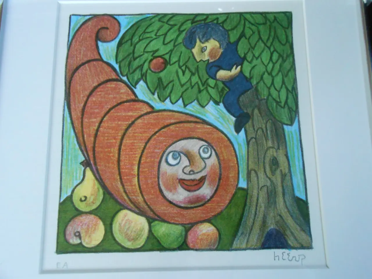 Billede 4 - Litografi, Henry Herrup, motiv: Æbleskud, b: 42,5