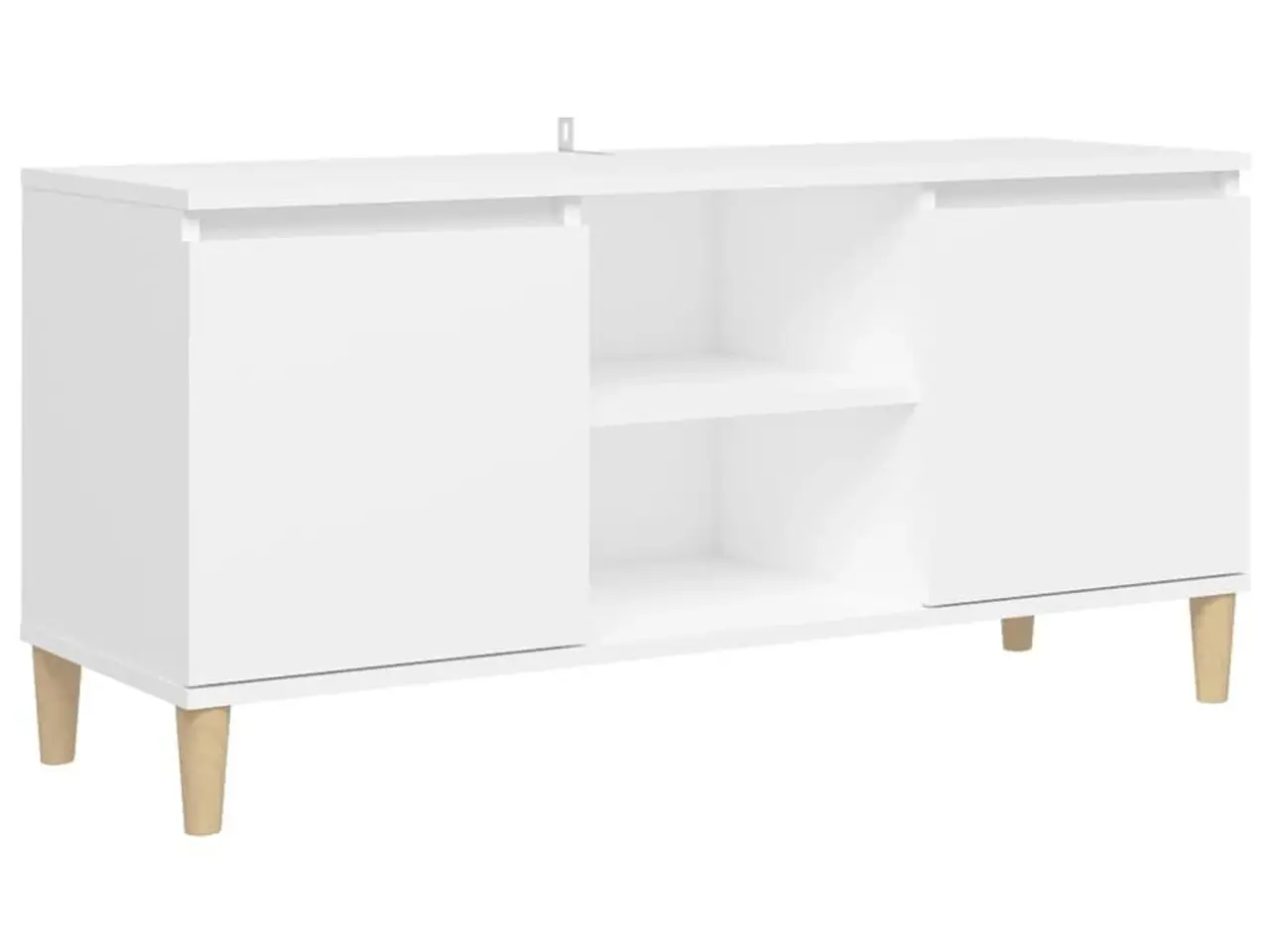 Billede 2 - Tv-bord med massive træben 103,5×35×50 cm - hvid