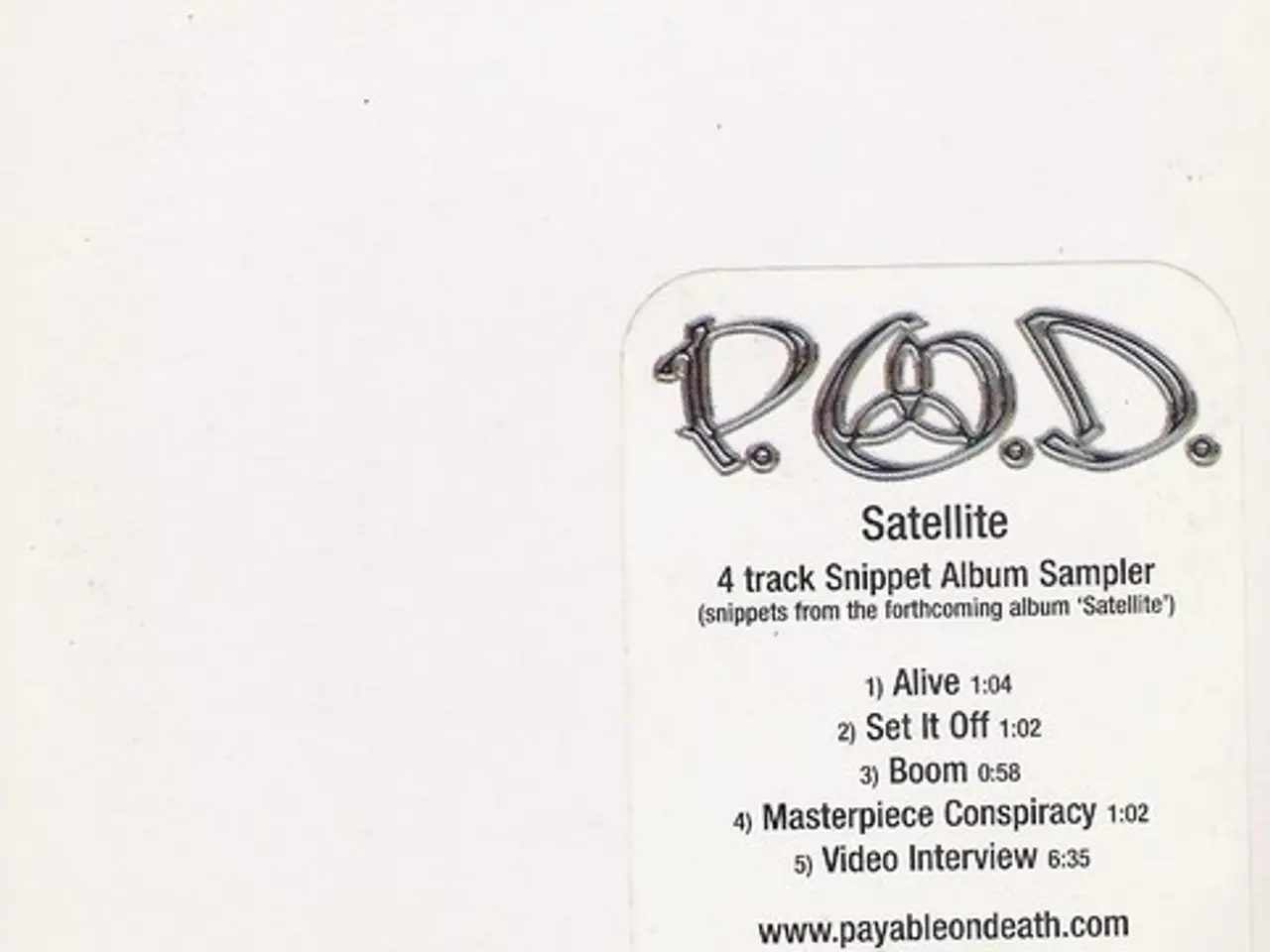 Billede 1 - P.O.D. – Satellite (4 Track Snippet Album Sampler)
