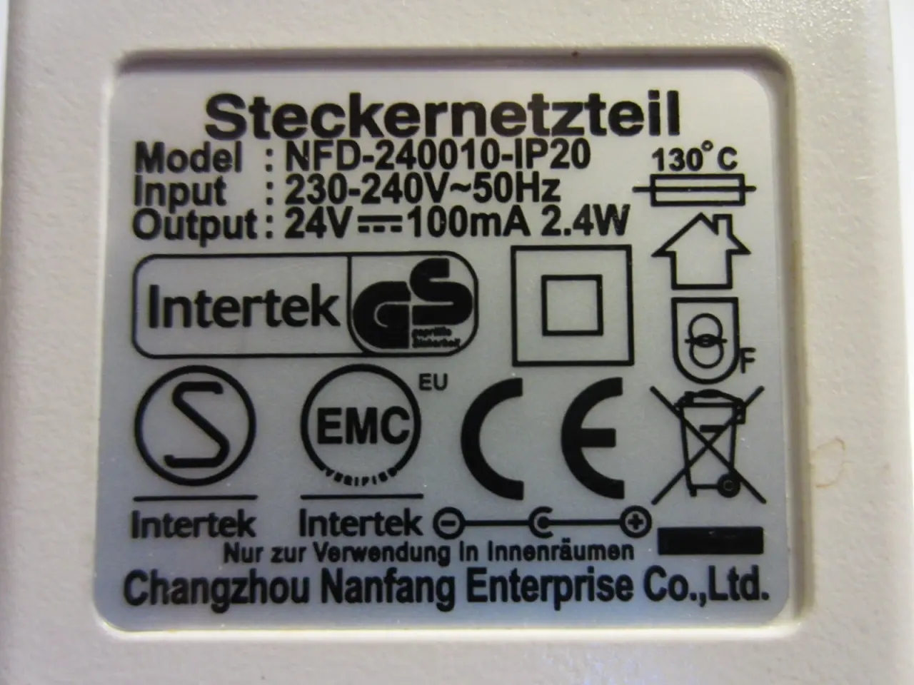 Billede 2 - Nanfang NFD-240010-IP20 AC/DC Adapter 24V= 100mA