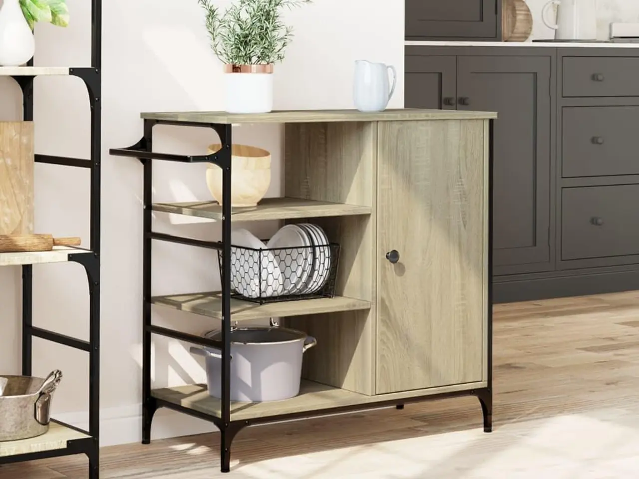Billede 4 - Køkkenvogn 87,5x38,5x84,5 cm konstrueret træ sonoma-eg