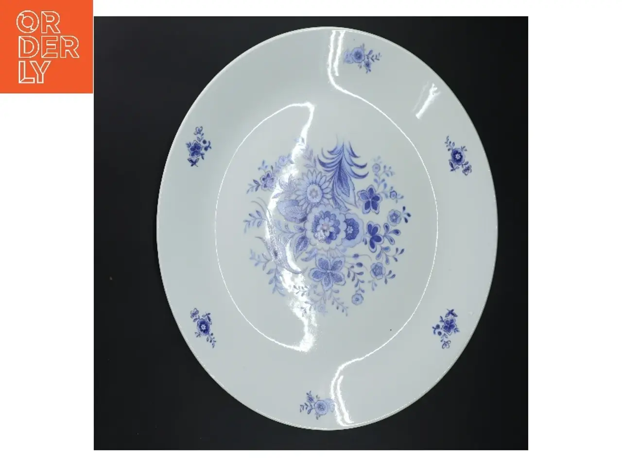 Billede 1 - Porcelænsfad med blåt mønster (str. Ø 33,5 cm)