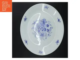 Porcelænsfad med blåt mønster (str. Ø 33,5 cm)