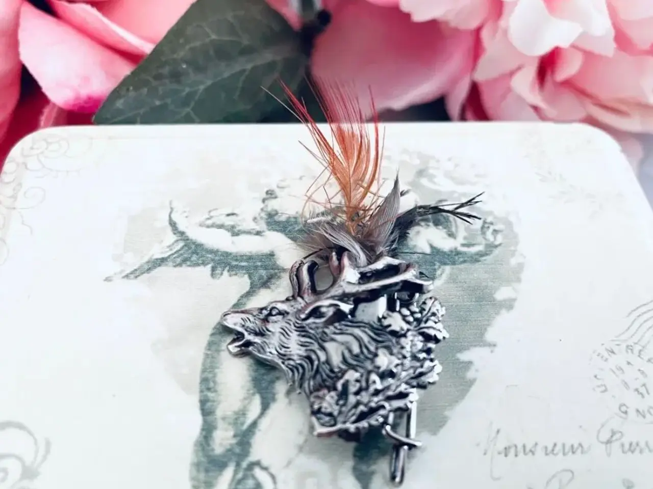 Billede 1 - Vintage broche af kronvildt