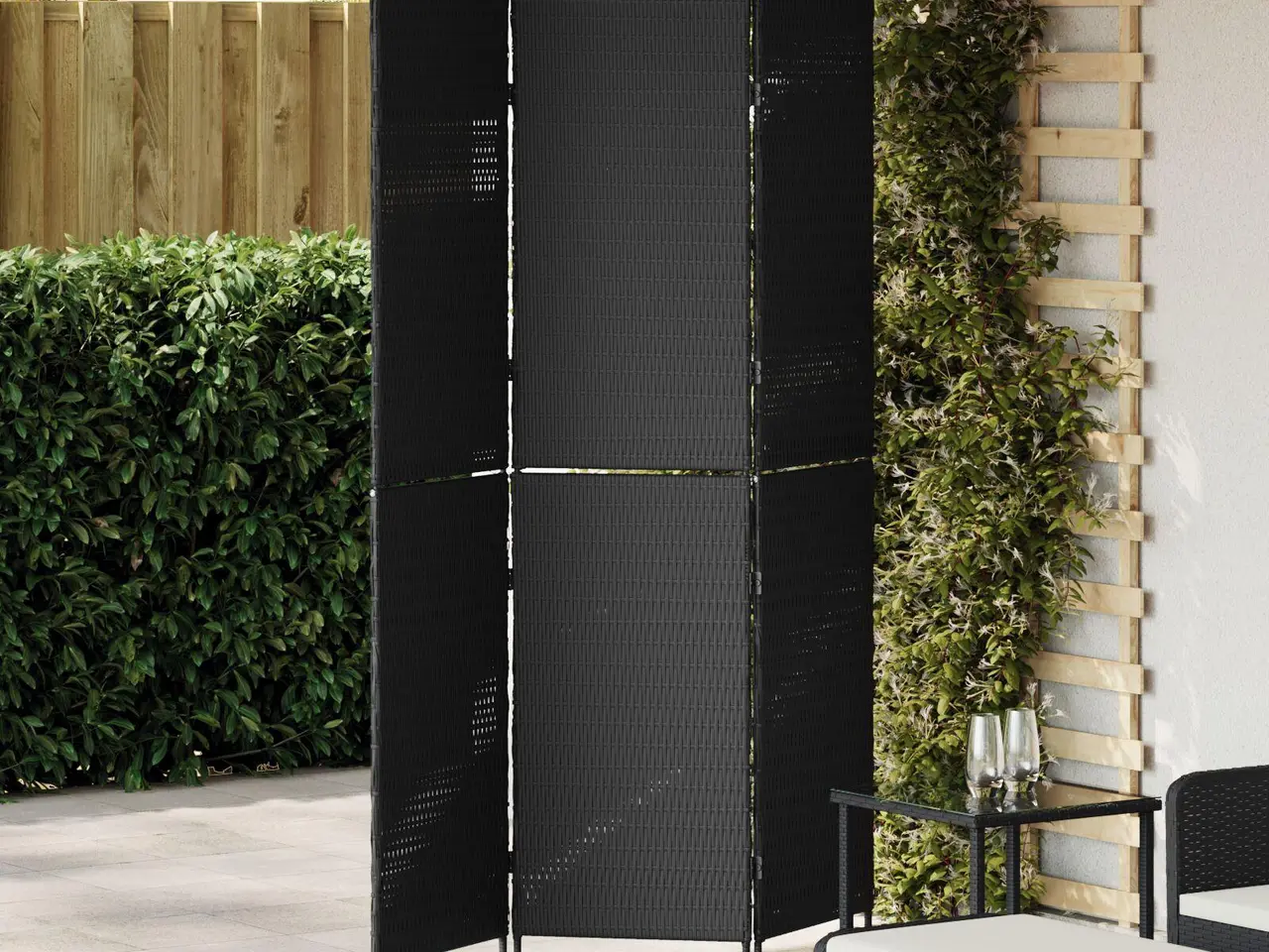 Billede 1 - Rumdeler Sort 146 x 180 cm polyrattan