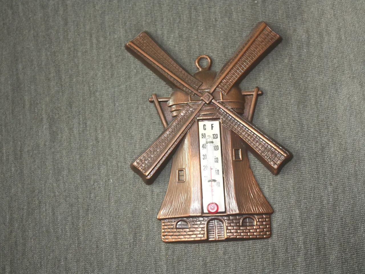 Billede 1 - Vægtermometer i form af vindmølle i metal 13,5 cm