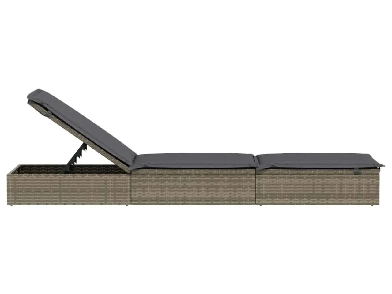 Billede 6 - Liggestol med hynde i polyrattan - grå, 201 × 55 cm