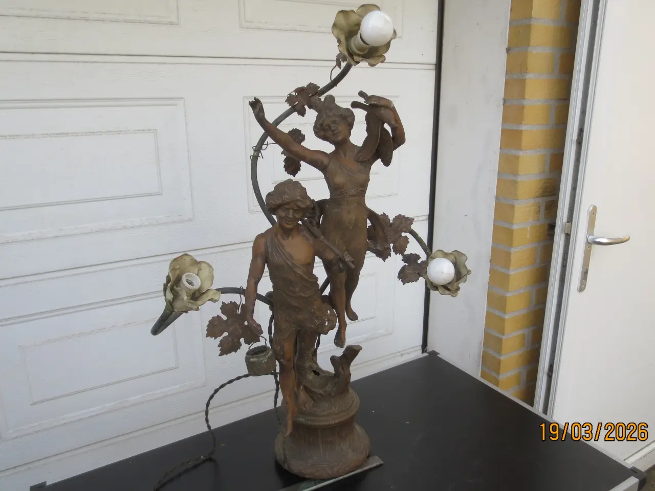 Billede 5 - 1 stk Art-Nouveau-lampe 1900