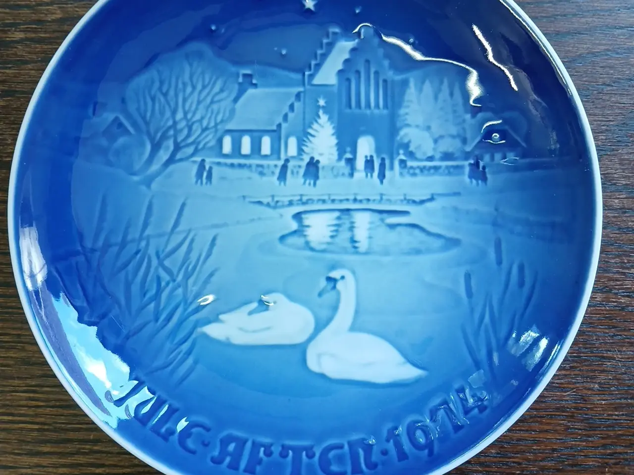 Billede 1 - Bing & Grøndahl Juleplatte 1974 Porcelæn Blå Hvid
