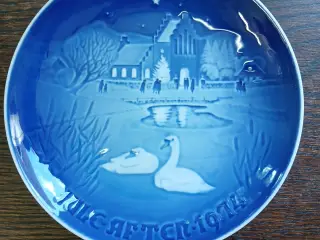Bing & Grøndahl Juleplatte 1974 Porcelæn Blå Hvid