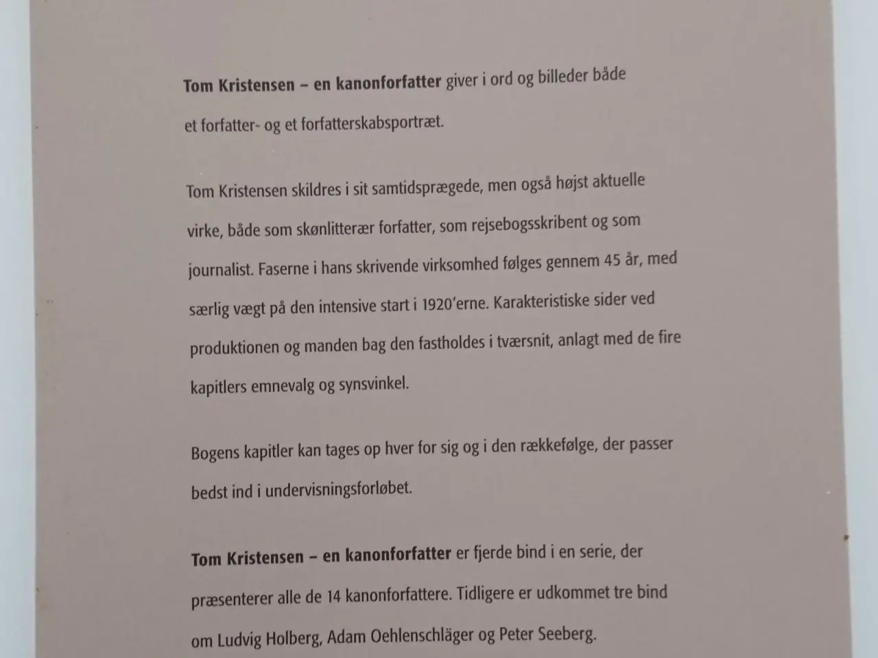 Billede 2 - Tom Kristensen : portræt af forfatteren