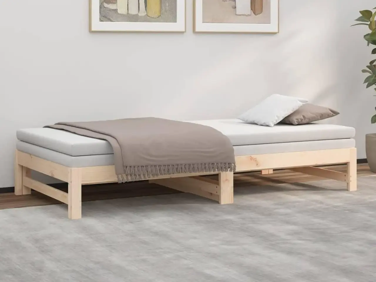 Billede 4 - Daybed med udtræk 2x(90x200) cm massivt fyrretræ