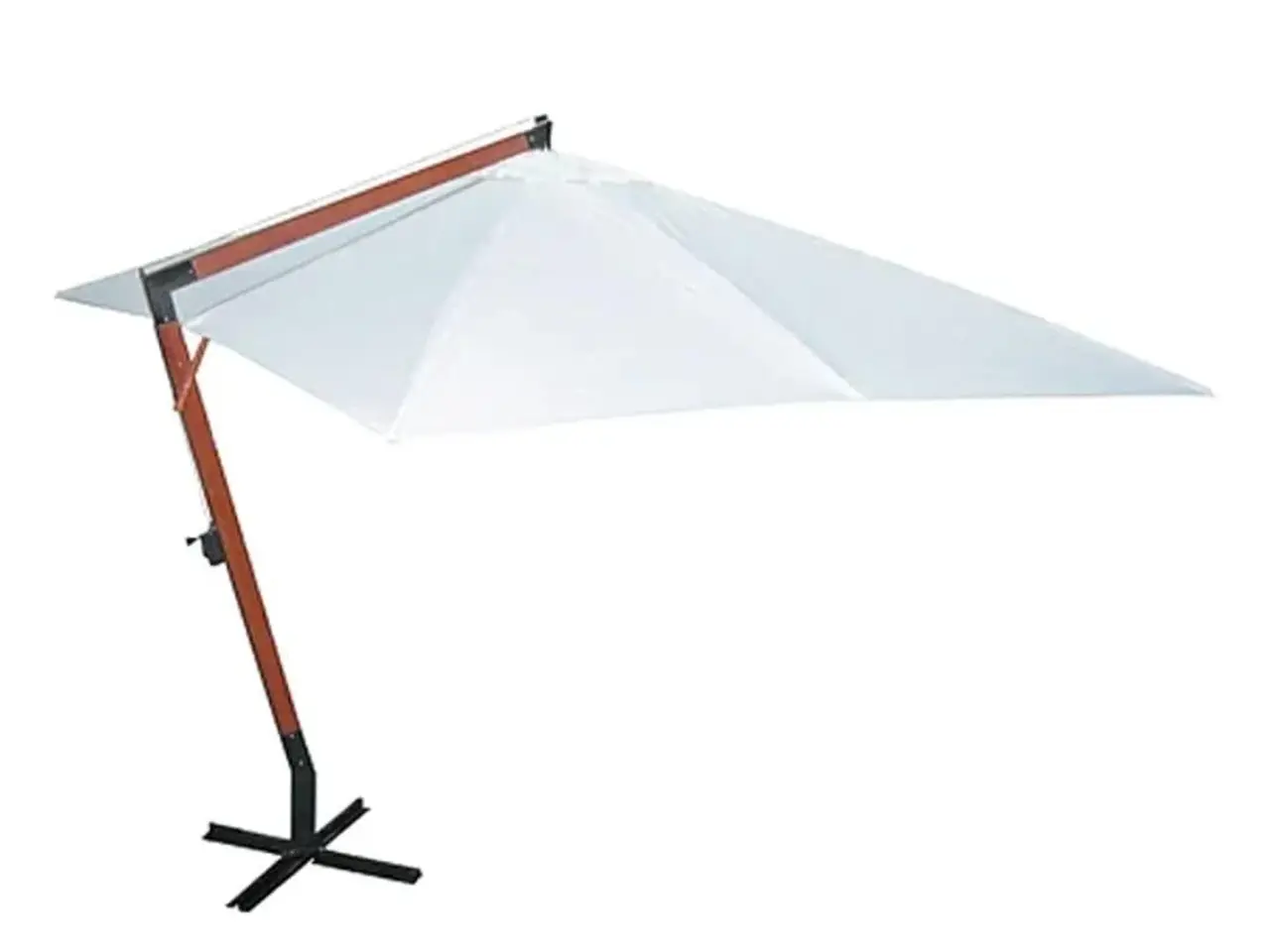 Billede 3 - Hængeparasol 300 × 400 cm - hvid polyester med træstativ
