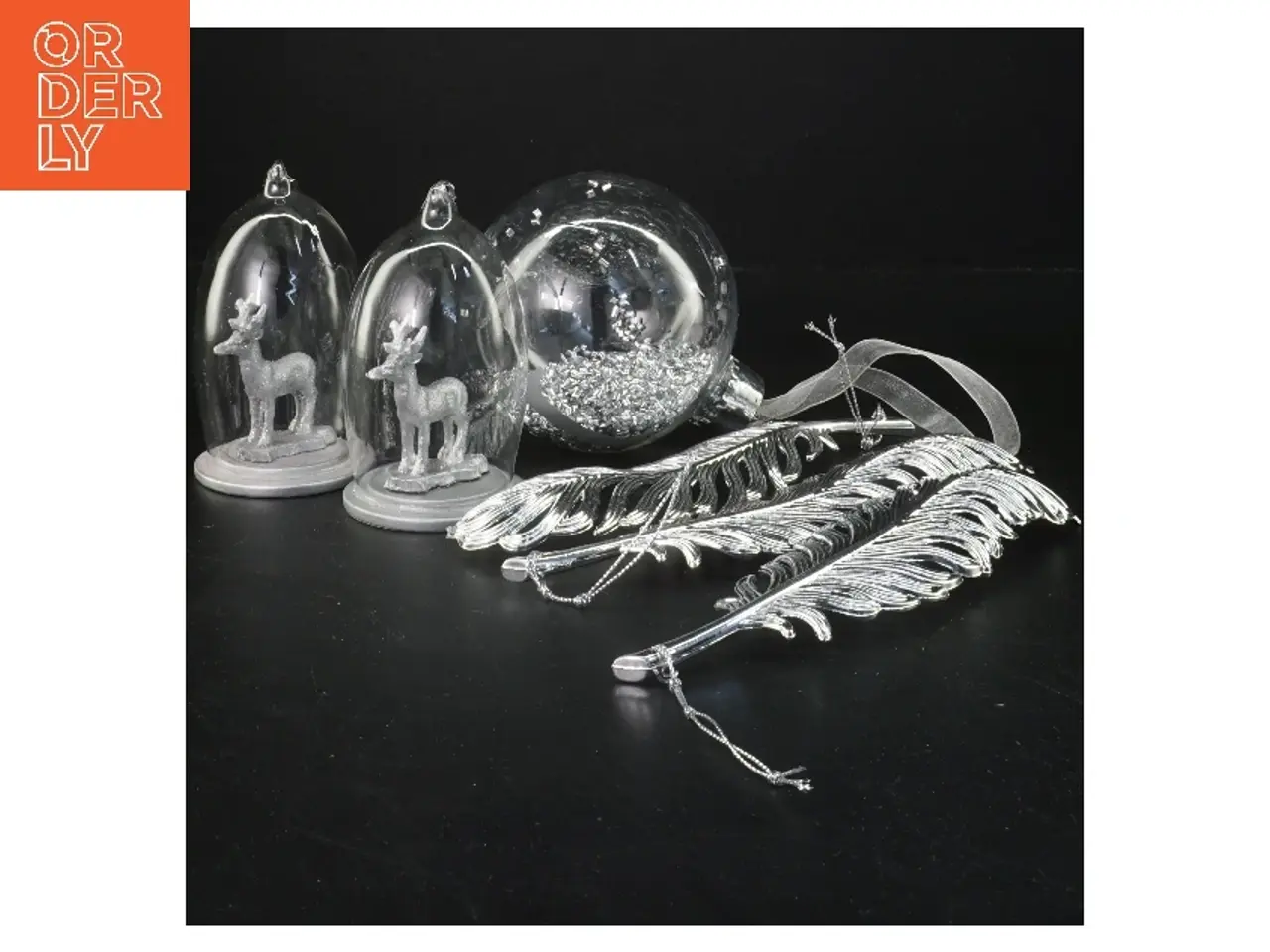 Billede 1 - Sølv og glas juledekorationer (str. Ø 10 og 10 cm og 19 cm)