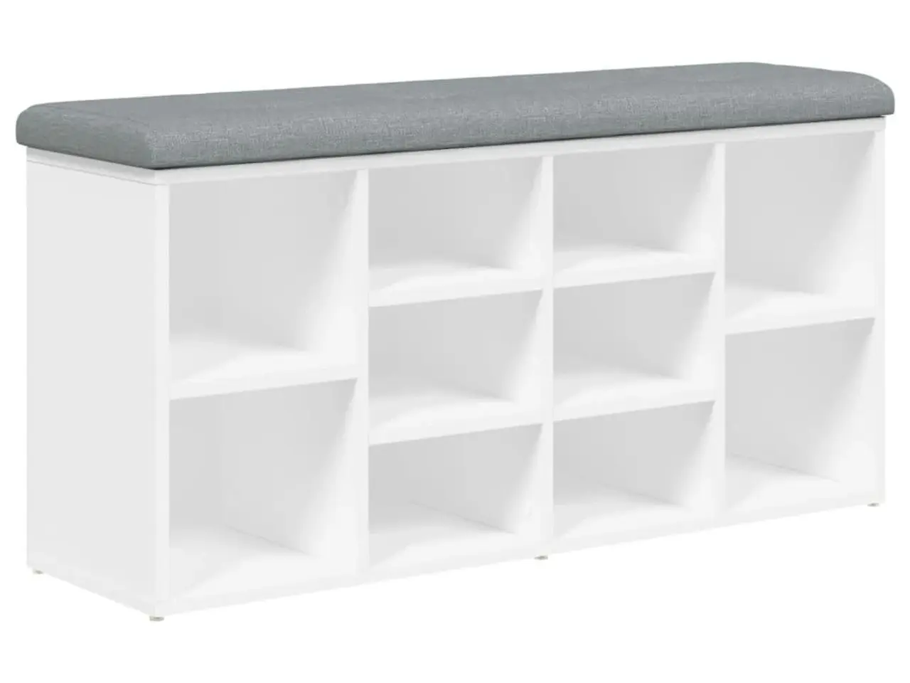 Billede 2 - Skobænk med hynde - hvid/lysegrå 102 x 32 x 50 cm