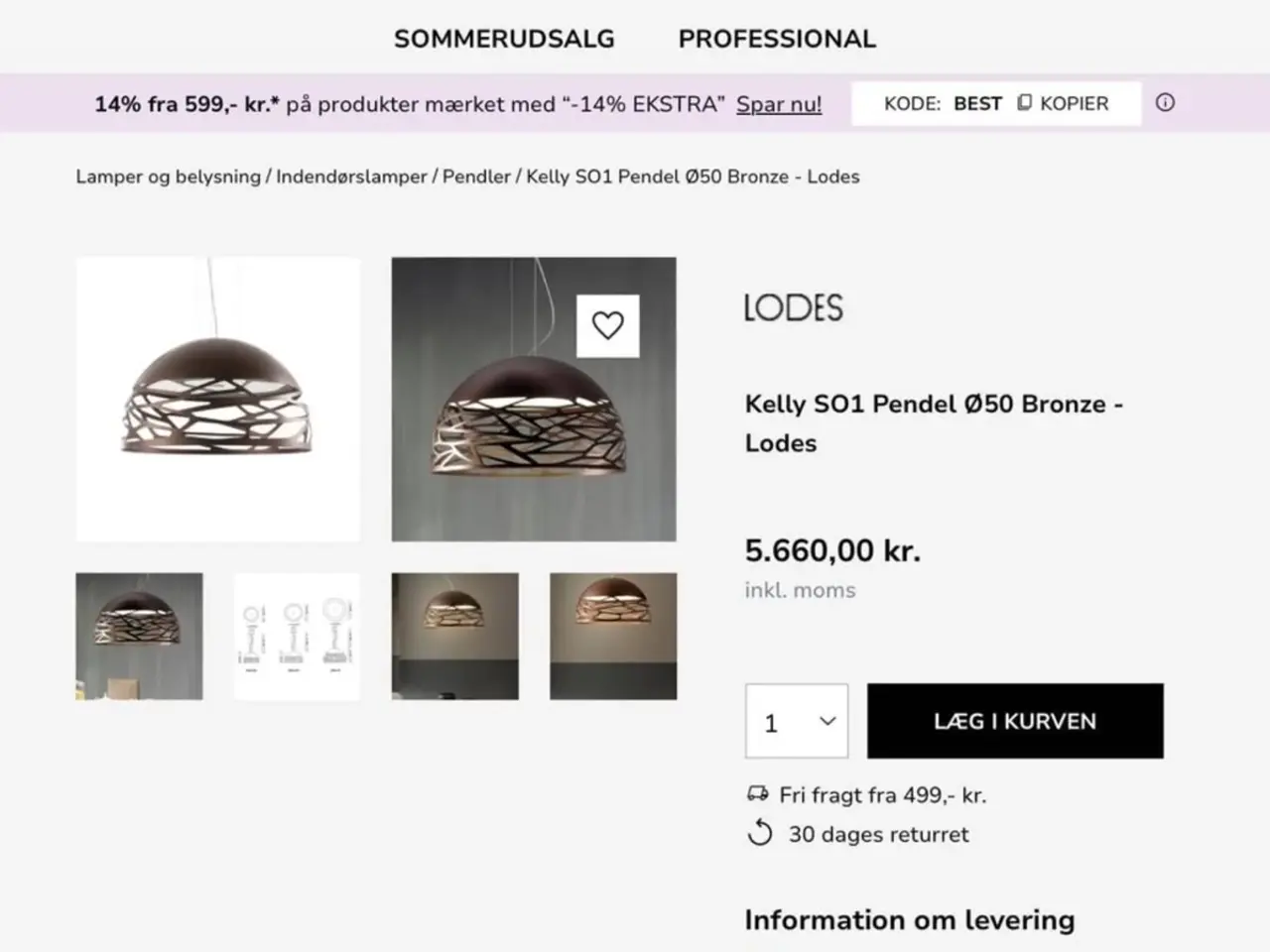 Billede 3 - Fed og anderledes Kelly Dome Ø 50 cm pendel.