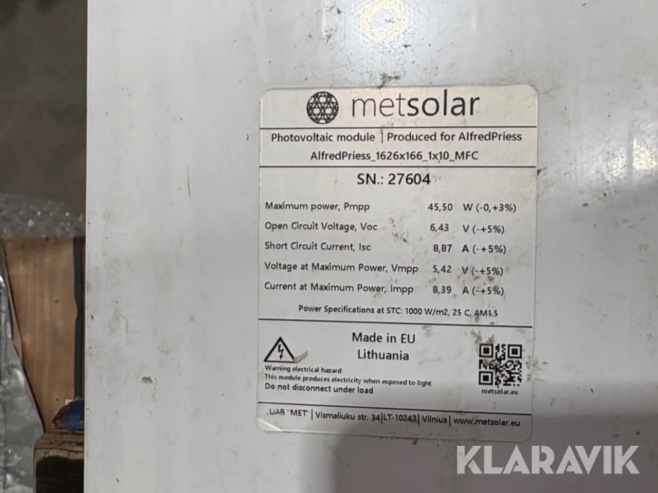 Billede 5 - Solcellemodul Met solar SN 27604 108 styk