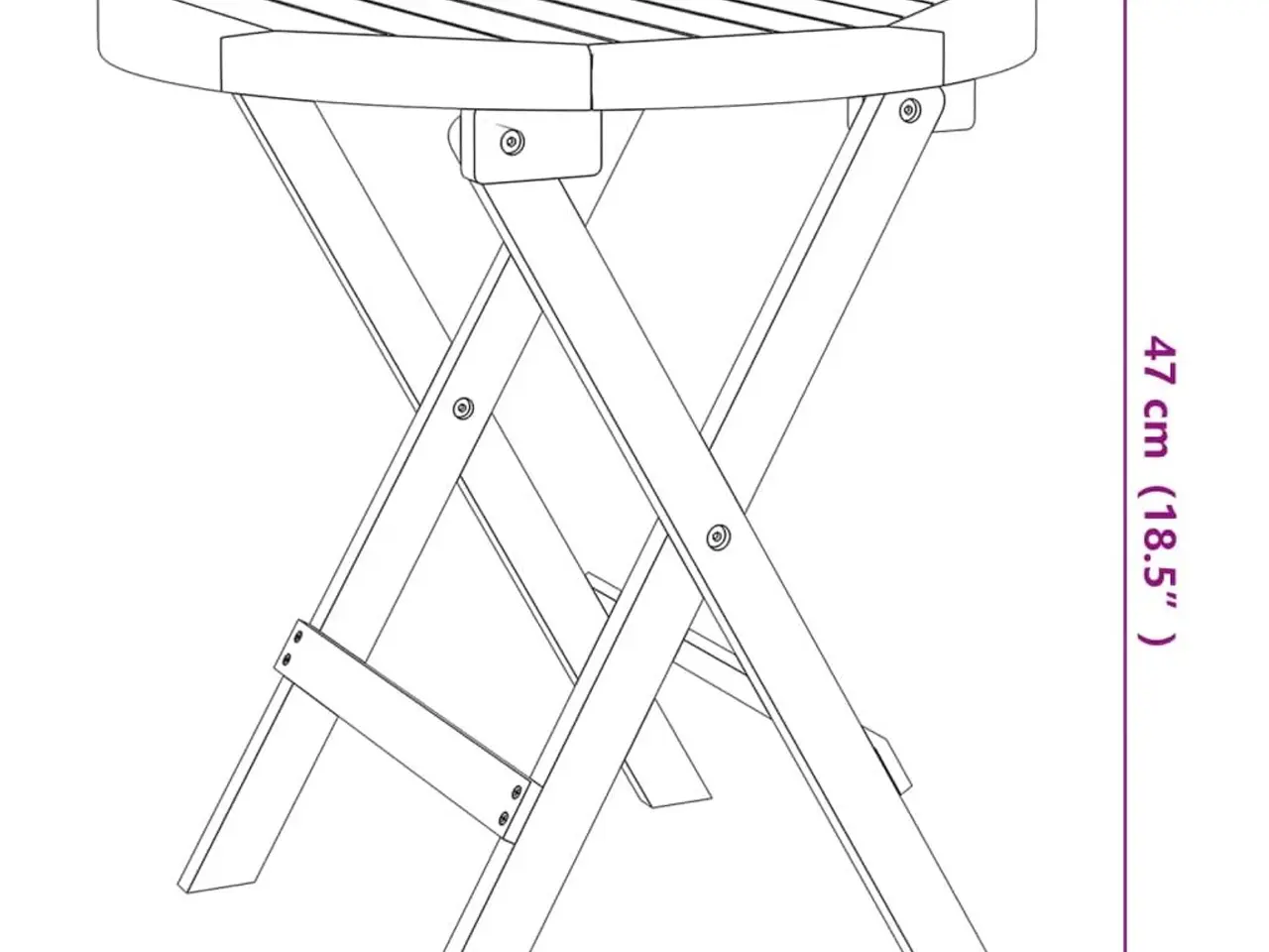 Billede 6 - Foldbart havebord Ø46 cm massivt akacietræ hvid