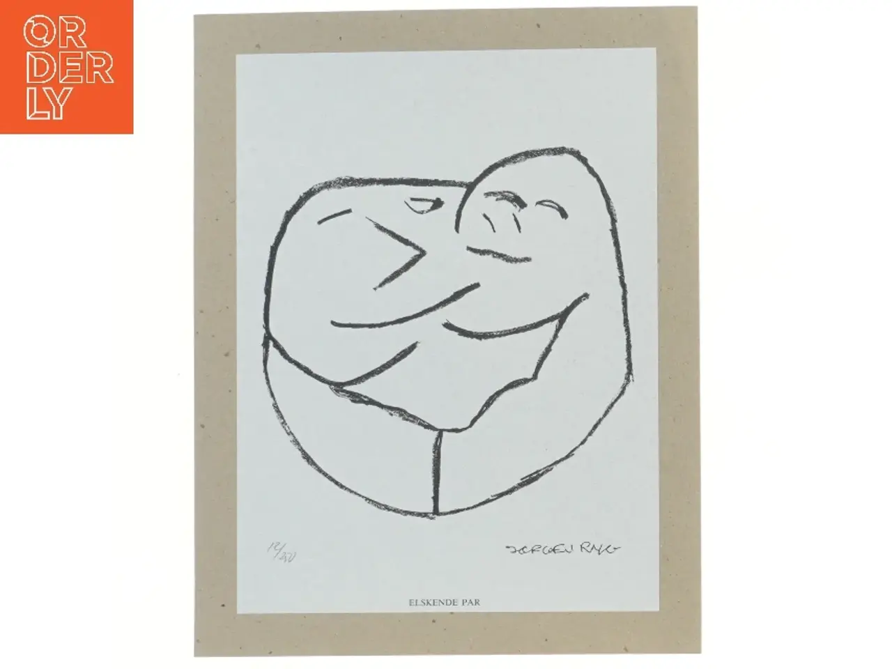 Billede 1 - Kunsttryk: Elskende Par af Jørgen Ryg (str. 30,5x24 cm)