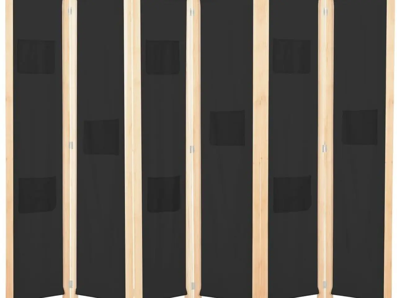 Billede 1 - 6-panels rumdeler i stof - sort, 240 × 170 × 4 cm