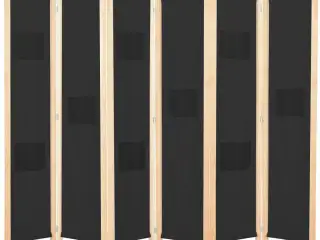 6-panels rumdeler 240 x 170 x 4 cm stof sort