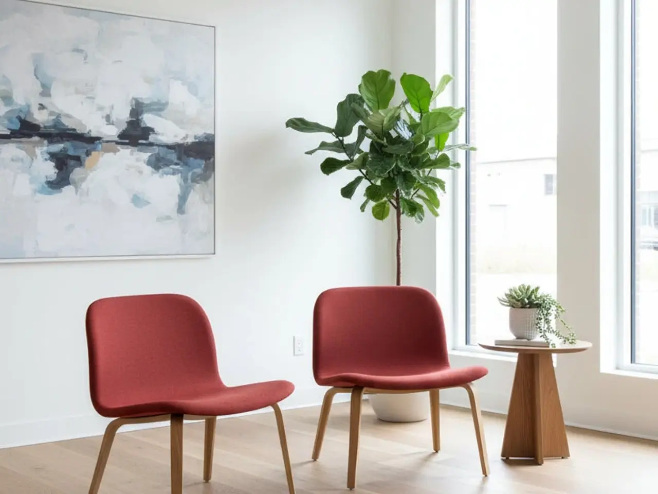 Billede 2 - Muuto Visu Loungestol – Rød/Eg Stel