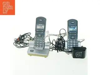 Philips trådløse telefoner med ladestation og kurv fra Philips (str. 15x5 cm)