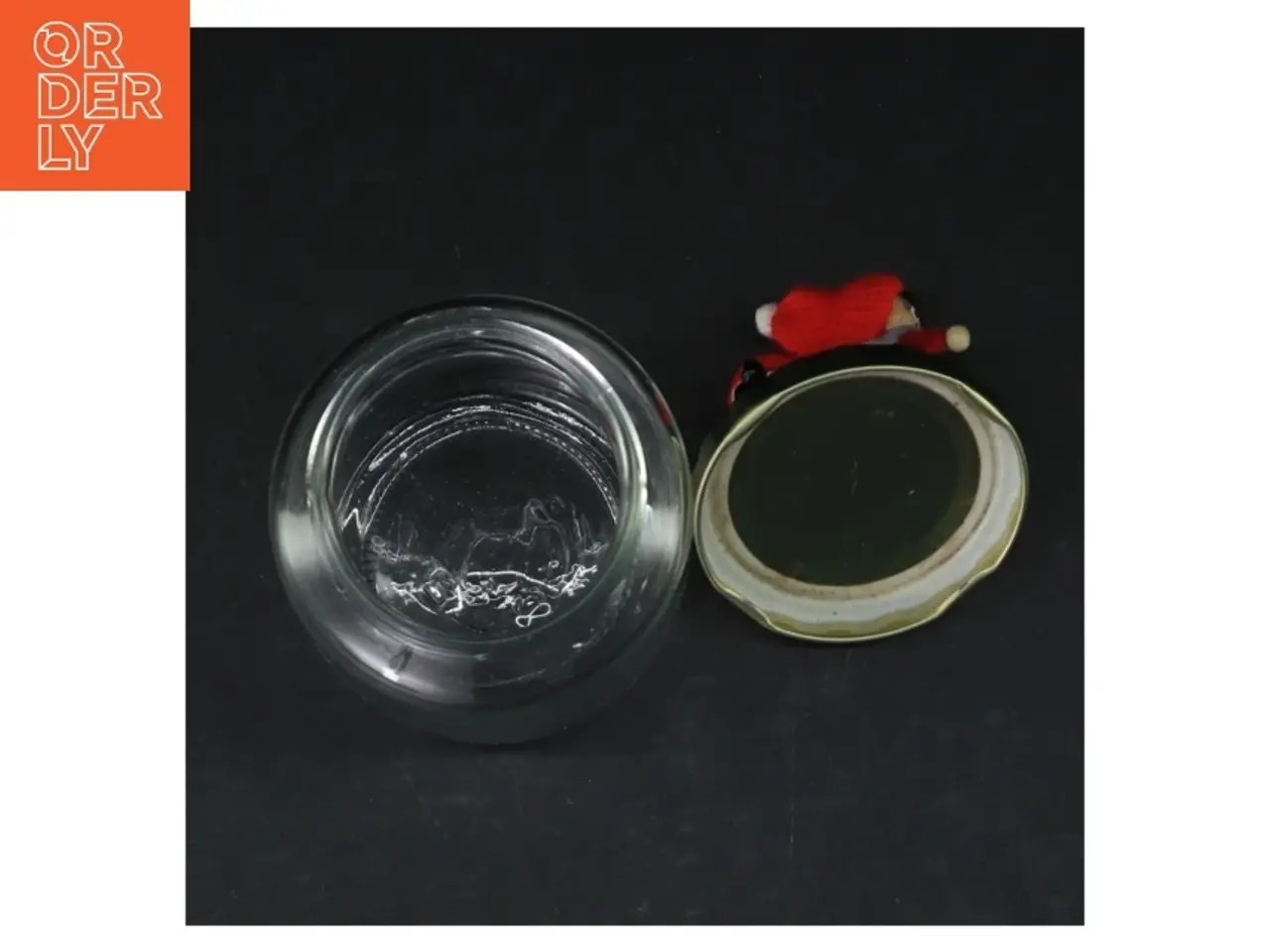 Billede 4 - Glasbeholder med juledekoration (str. Ø. 8 cm. længde, 9,5 cm)