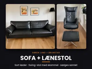 Søren Lund sofa + 1 Brunstad stol med skammel