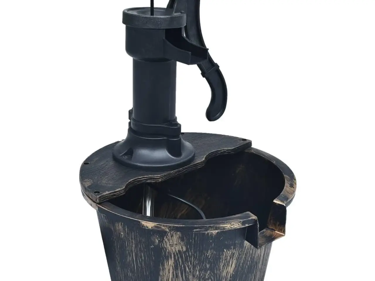 Billede 2 - Havespringvand i tønde med pumpe - bronzefarvet PP, Ø29,5 × 45 cm