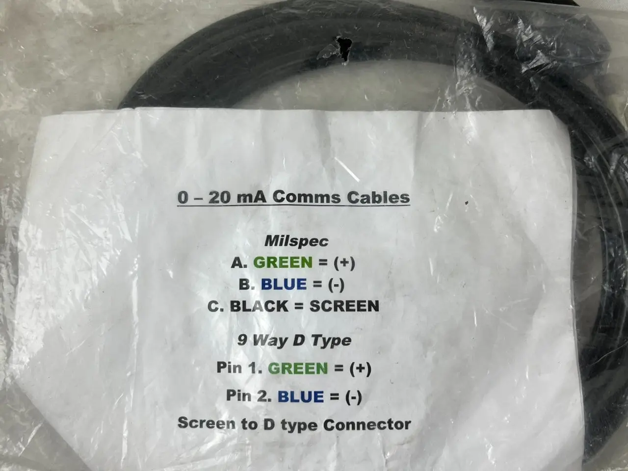 Billede 4 - 0–20 Ma Db9 9‑Way D‑Type Comms kabel Milspec ny