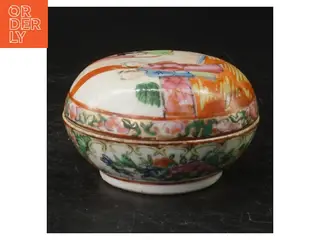 Håndmalet porcelænsskål med låg (str. Ø. 8 cm)