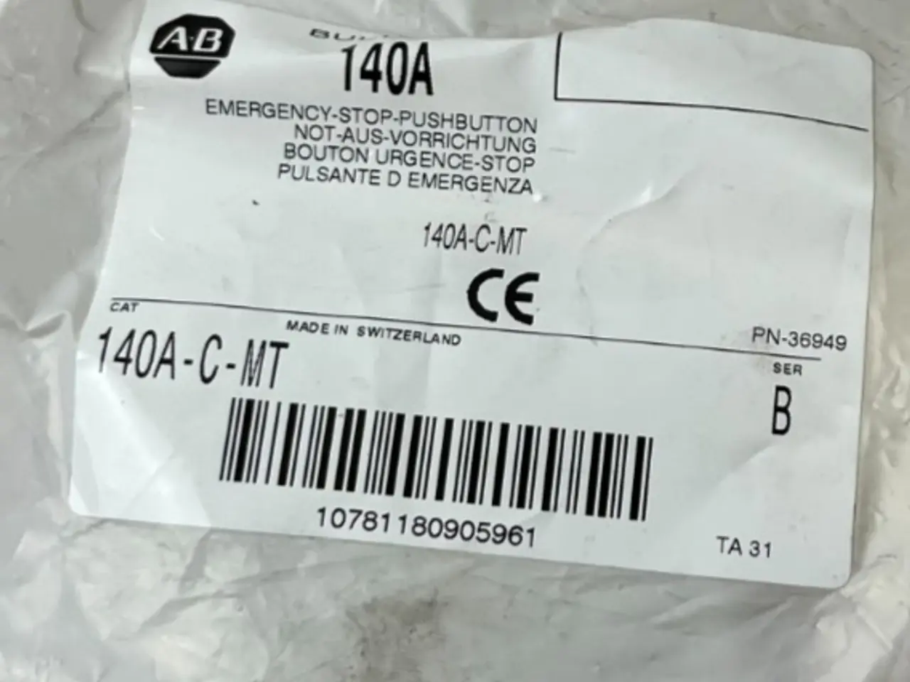 Billede 1 - Allen-Bradley 140A-C-MT Emergency Stop Push Button