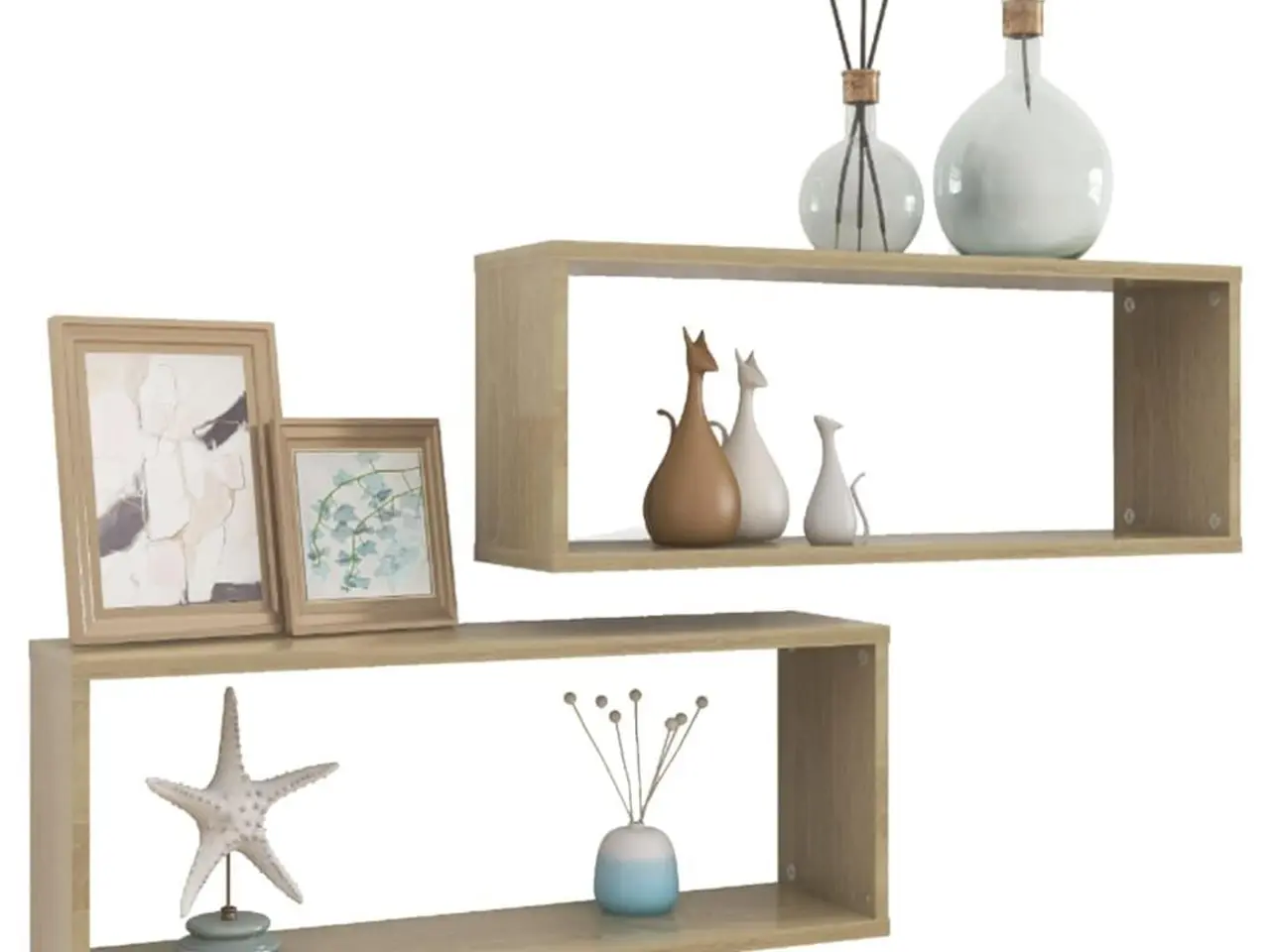 Billede 3 - Væghylder 2 stk. kubeformede 60 x 15 x 23 cm - sonoma-eg