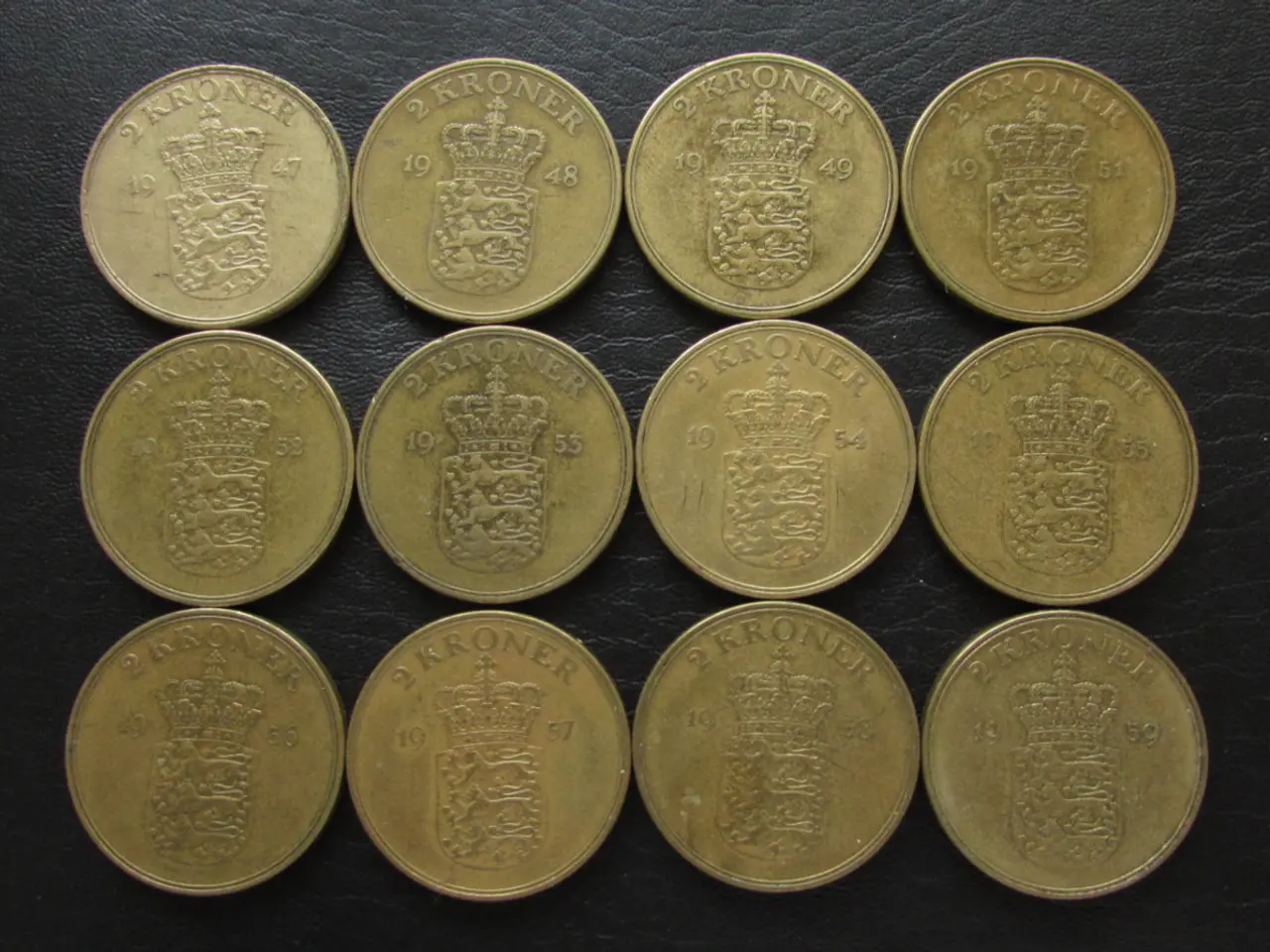 Billede 1 - 2 kr 1947-1959 Fr. IX komplet serie