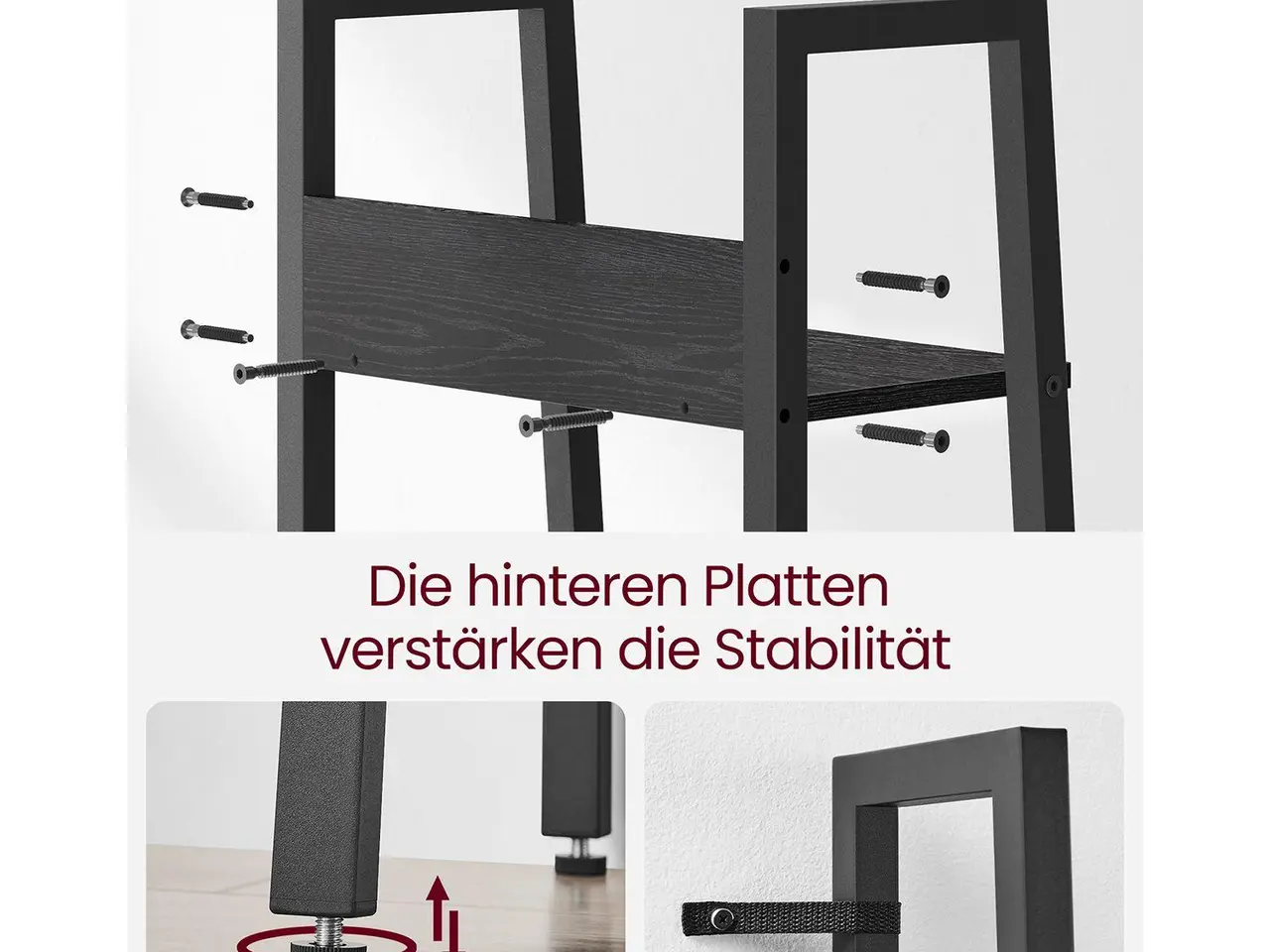 Billede 5 - Stigehylde smal 5 niveauer rustik brun/sort