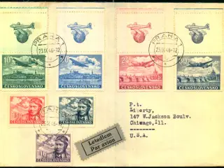Luftpost Brev fra Tjekoslovakiet til U.S.A. 23 - 9 - 46