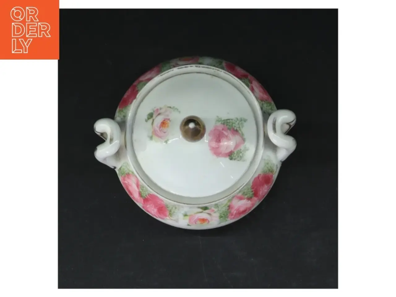 Billede 6 - Retro Porcelænssukkerskål med roser (str. 11,5 cm)