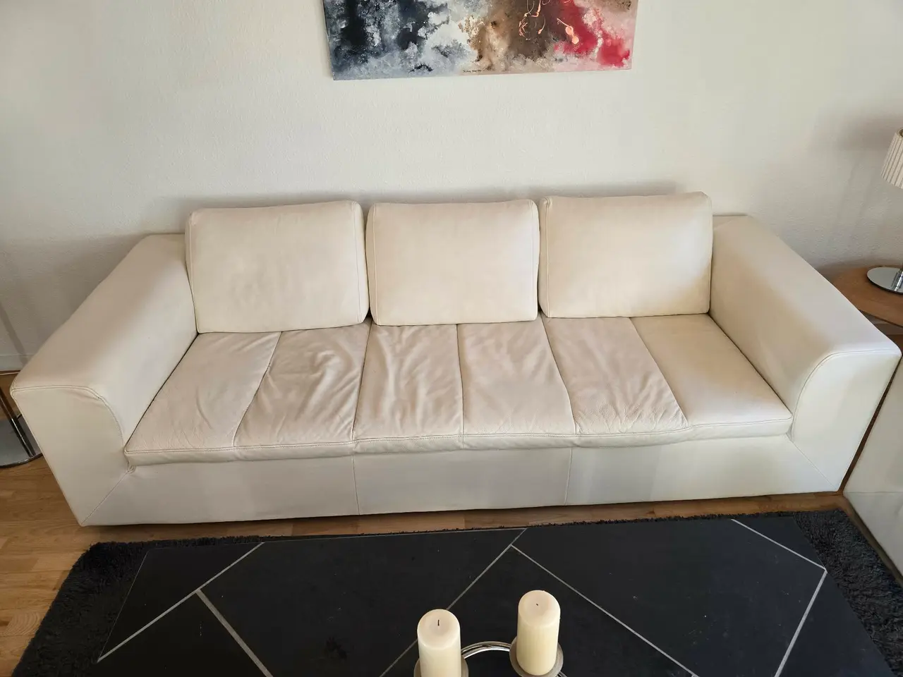 Billede 5 - 2 og 3 personers hvid lædersofa